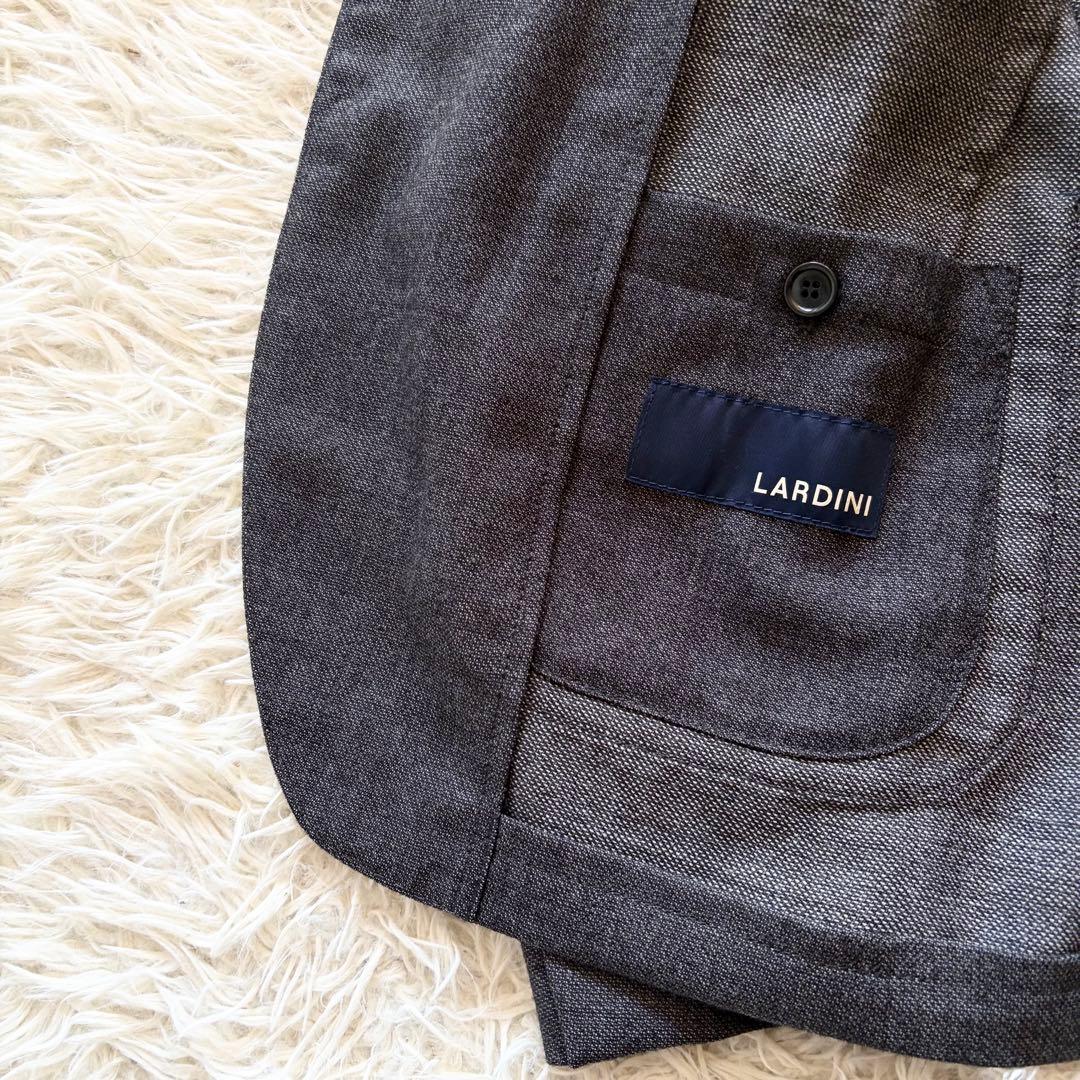 <極美品>LARDINI easy wear 新ロゴ グレー ウールスーツ 46