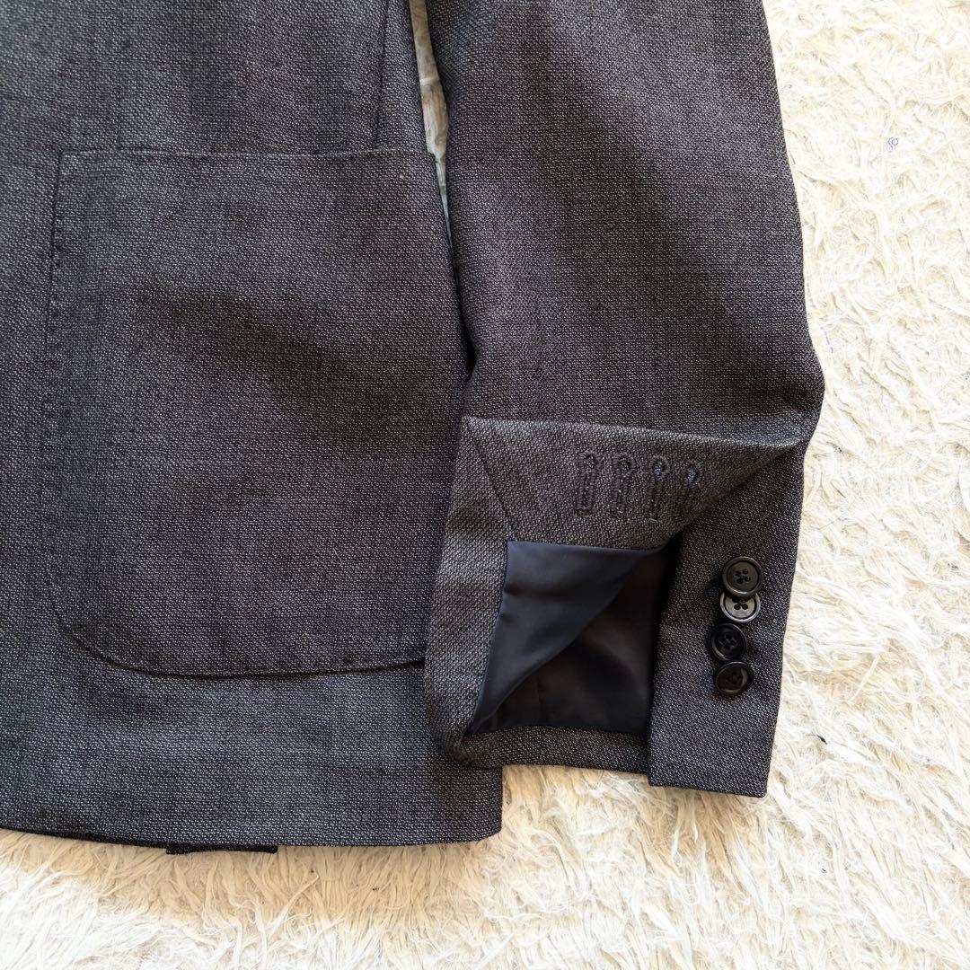 <極美品>LARDINI easy wear 新ロゴ グレー ウールスーツ 46