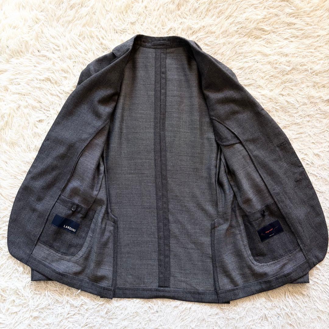 <極美品>LARDINI easy wear 新ロゴ グレー ウールスーツ 46