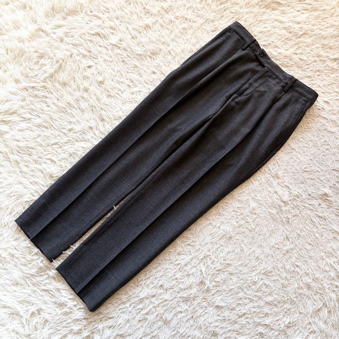 <極美品>LARDINI easy wear 新ロゴ グレー ウールスーツ 46