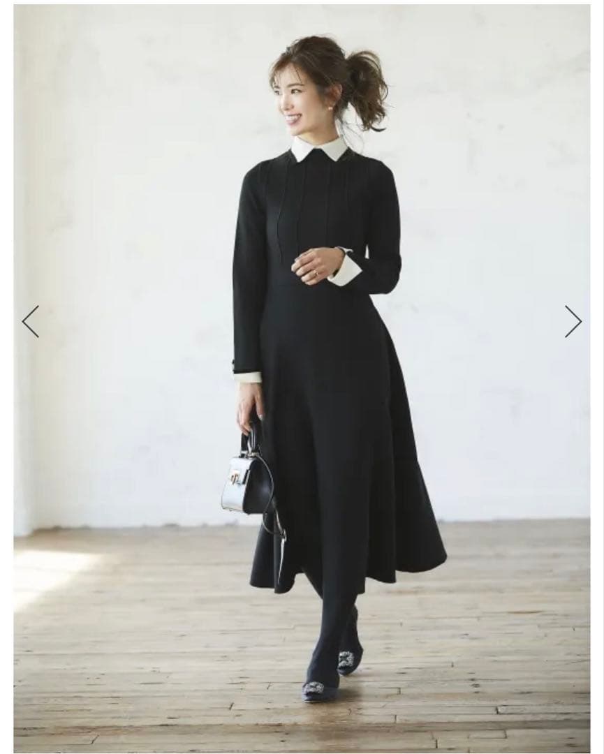 SEVENTEN 襟付きニットワンピース M ブラック セブンテン 川人未帆