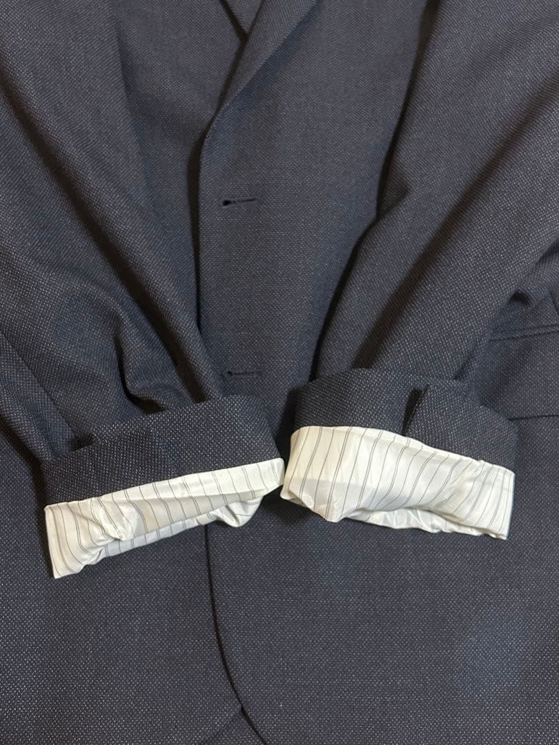 【美品】グリーンレーベル/バーズアイセットアップスーツ/ストレッチ/ネイビー