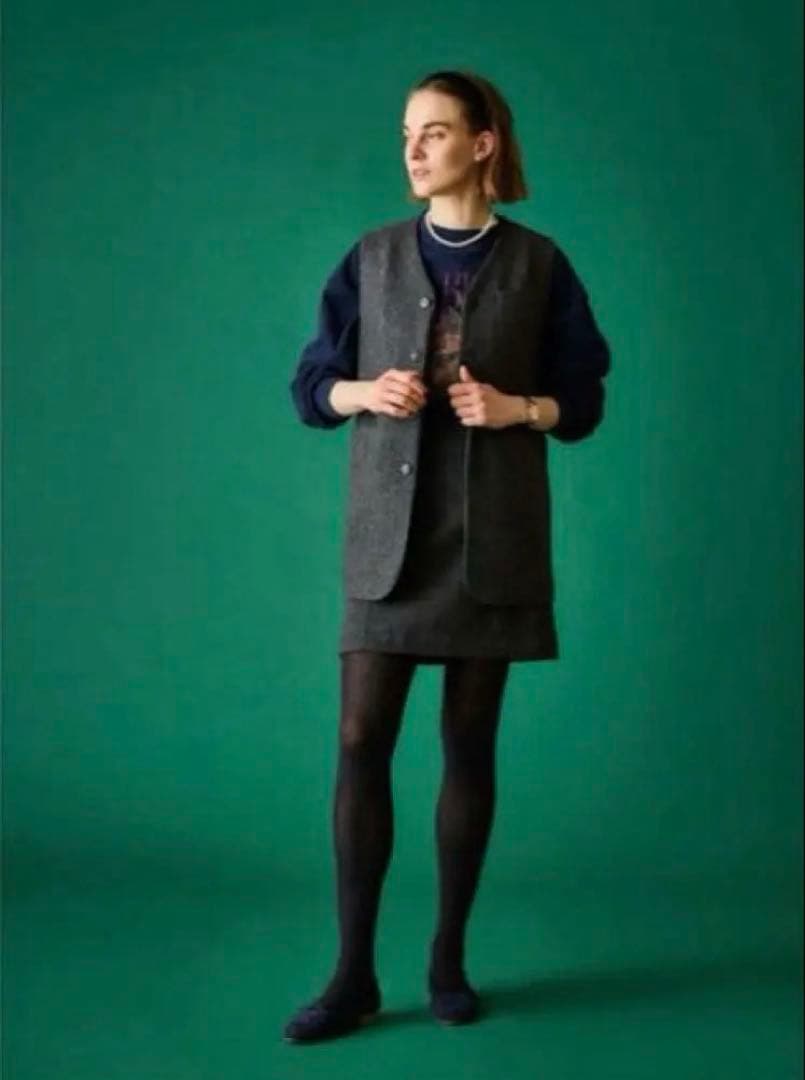 THE SHINZONE ヘリンボーンジレ グレー