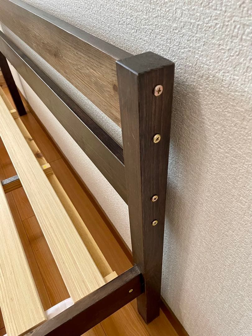 天然木　木製ダブルベッドフレーム