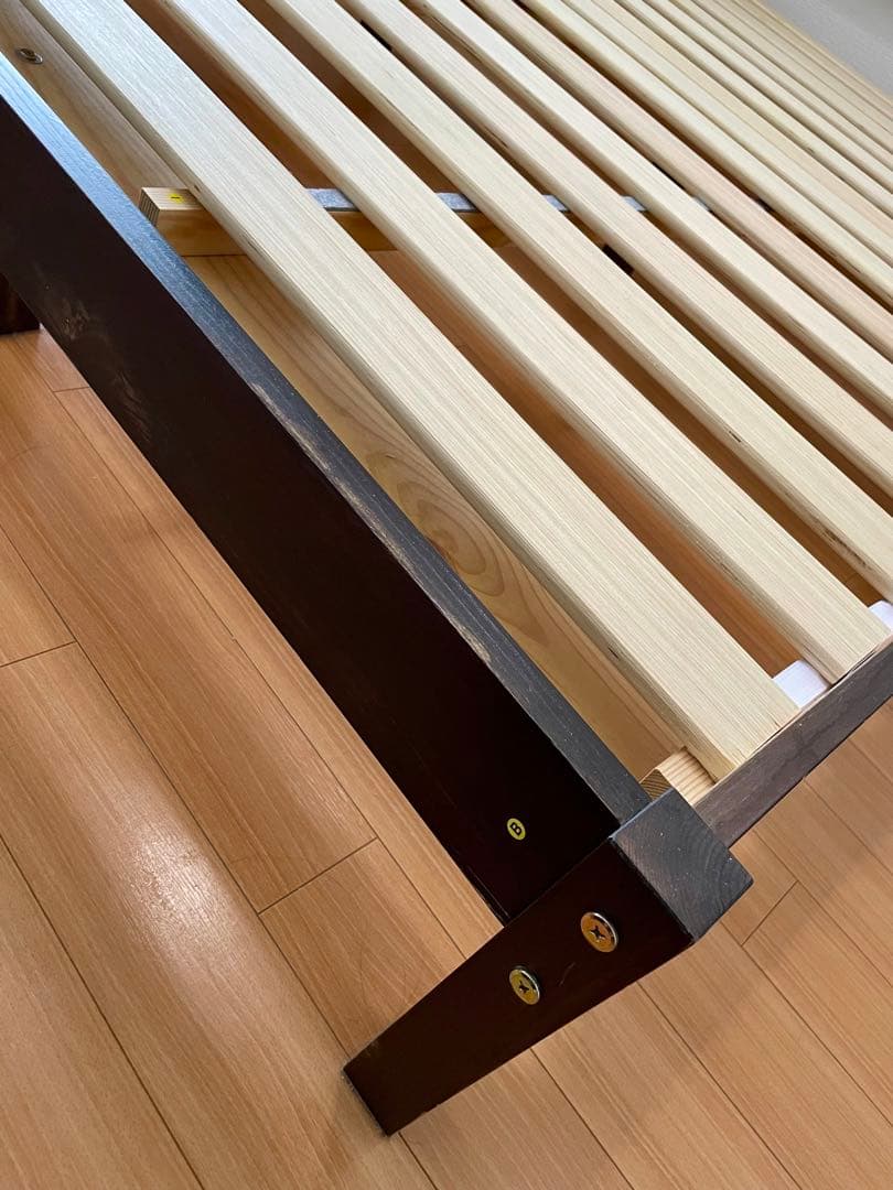 天然木　木製ダブルベッドフレーム