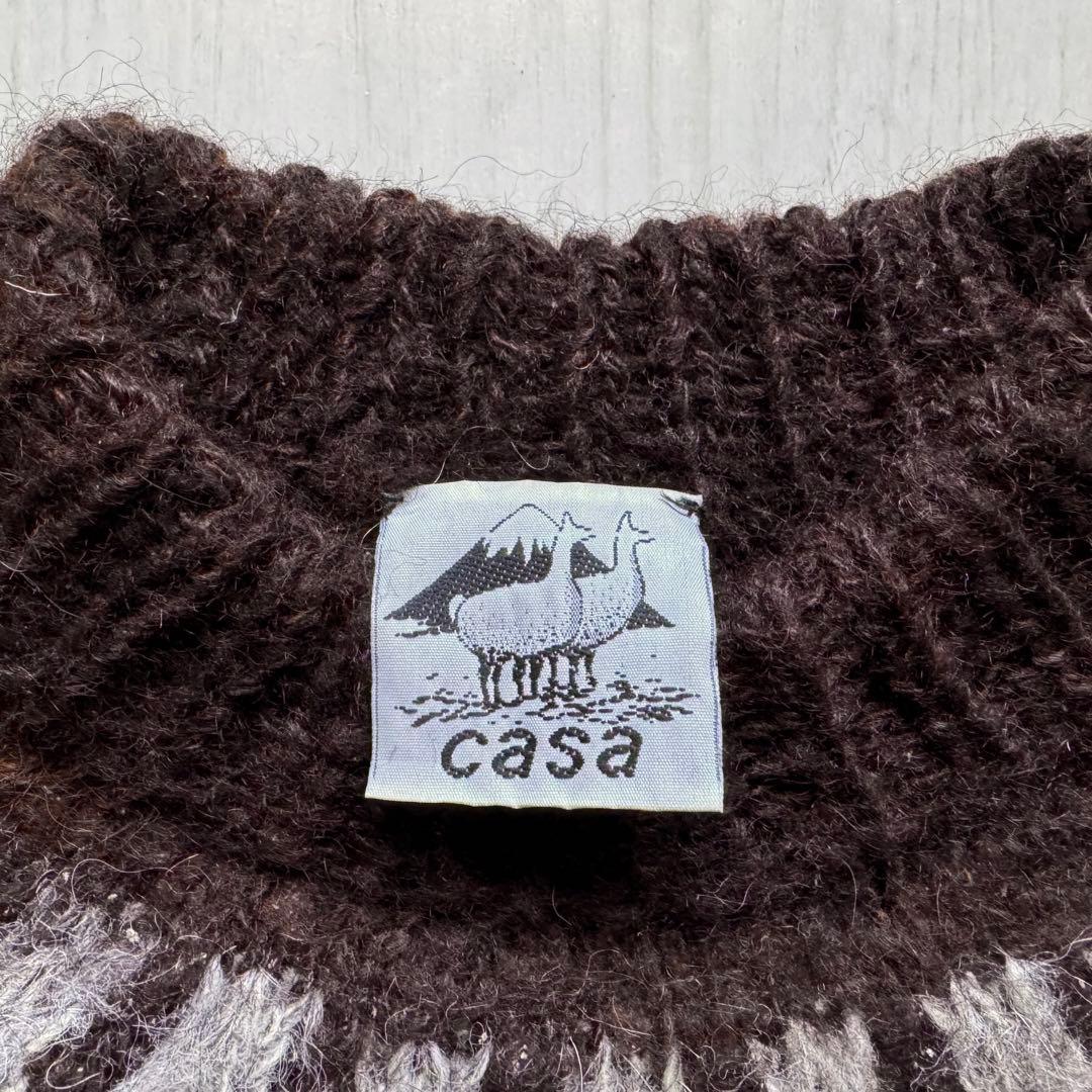 t*u様 ビンテージCASAアルパカウール100%ニットセータージグザグ幾何学ノ