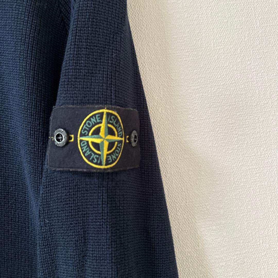 STONE  ドライバーズ ジップアップニット ネイビー Lサイズ