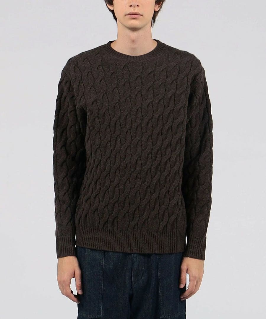 新品★ウール ケーブルニット ブラウン L TOMORROWLAND¥35200