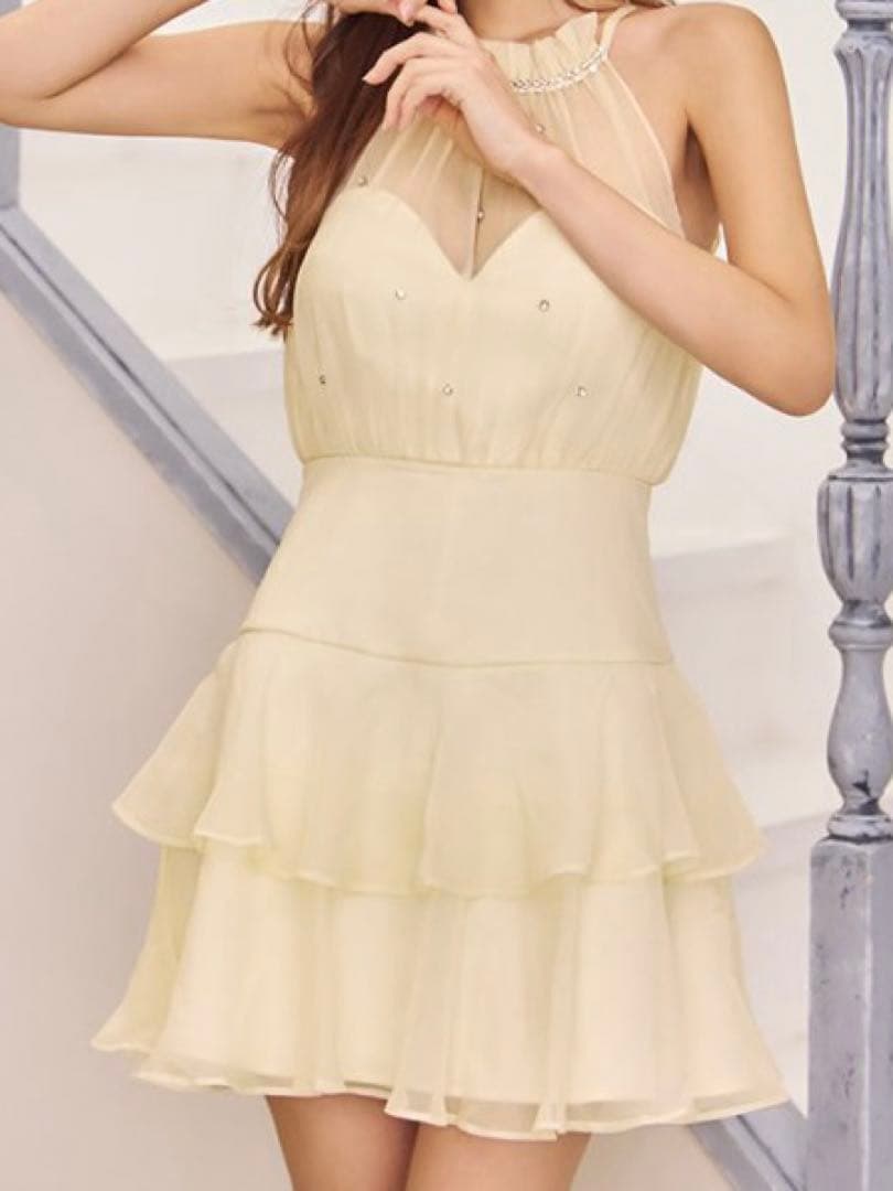 jewels アメスリビジューティアードフレアワンピース