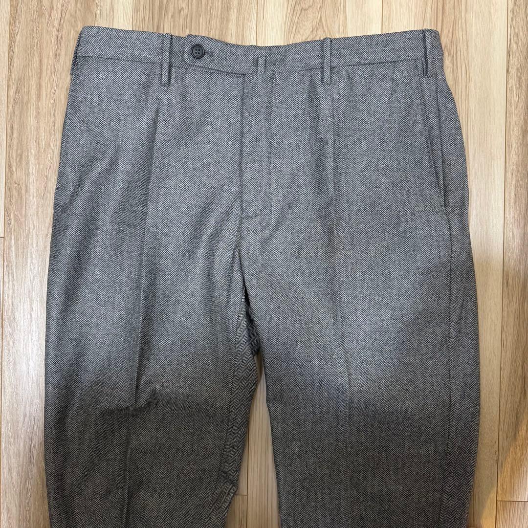 インコテックス 39型 ノープリーツ グレー ウール ヘリンボーン