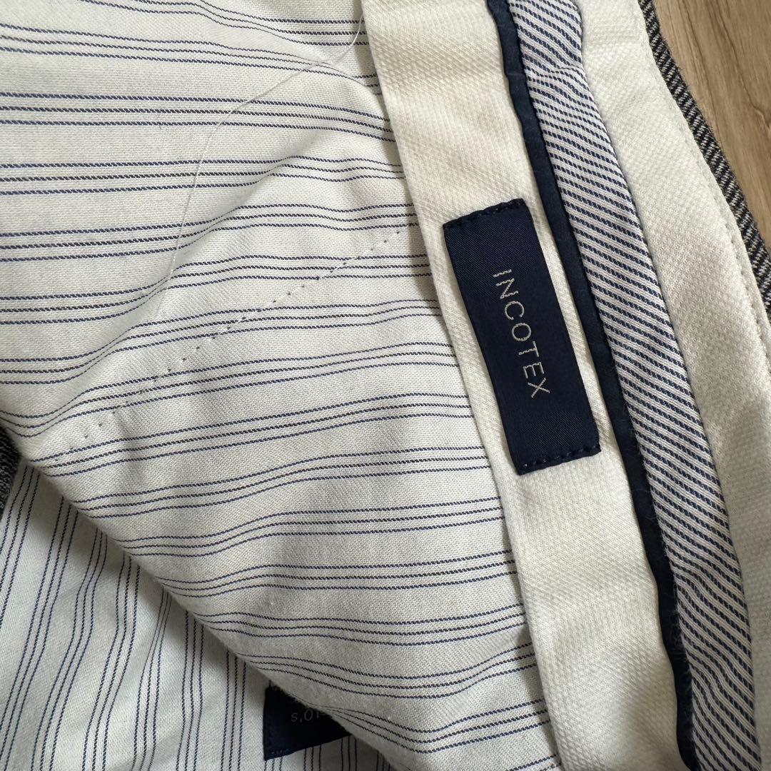 インコテックス 39型 ノープリーツ グレー ウール ヘリンボーン