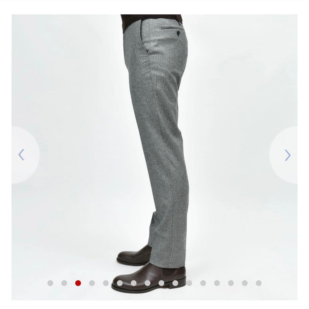 インコテックス 39型 ノープリーツ グレー ウール ヘリンボーン