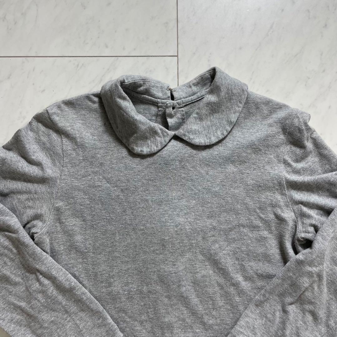 トリココムデギャルソン 丸襟ブラウス トップス フリル バックボタン グレー M