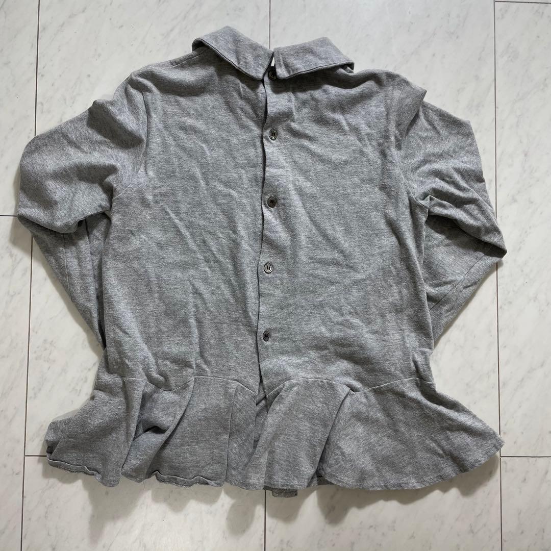 トリココムデギャルソン 丸襟ブラウス トップス フリル バックボタン グレー M