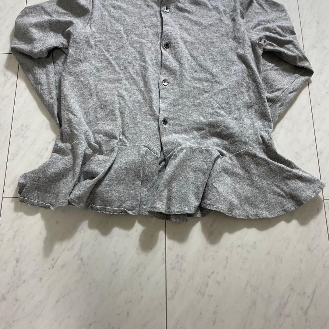 トリココムデギャルソン 丸襟ブラウス トップス フリル バックボタン グレー M