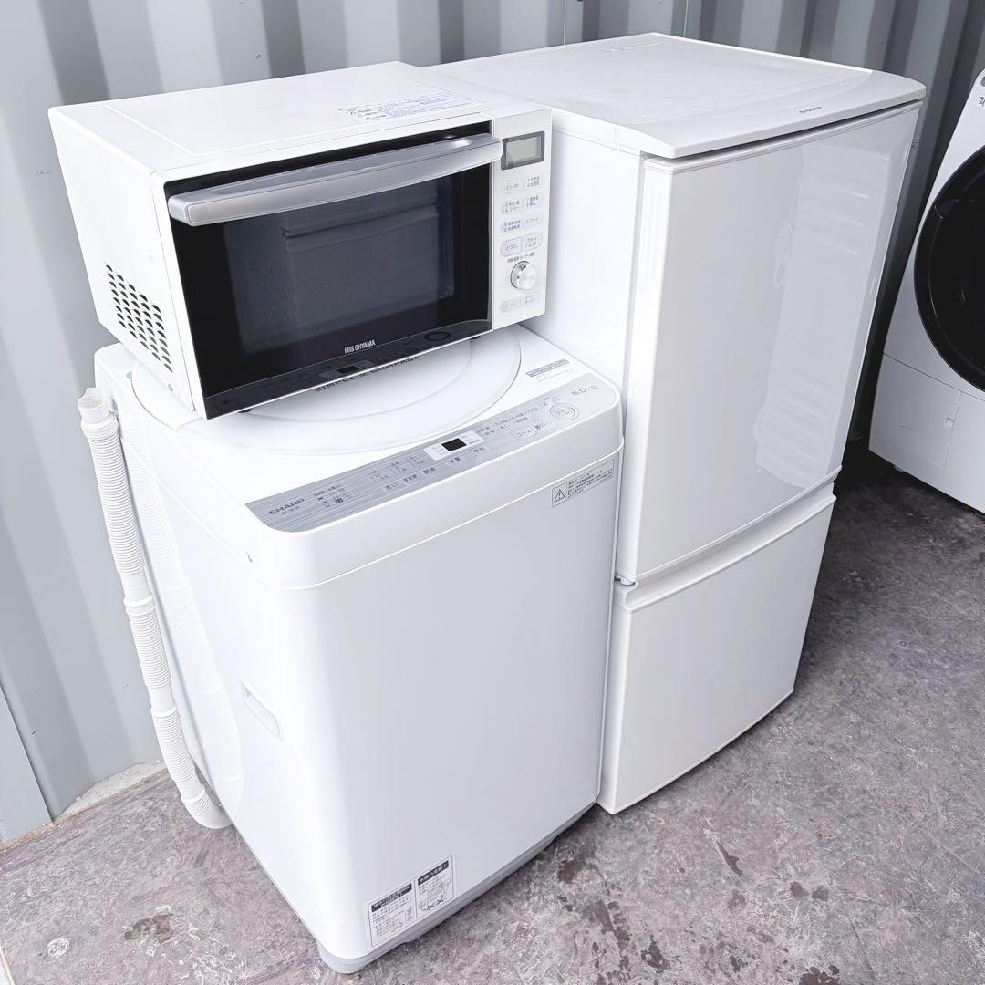 運搬取付無料！ホワイト純正シャープ2大家電＋オーブンレンジ3点セット！完動超美品