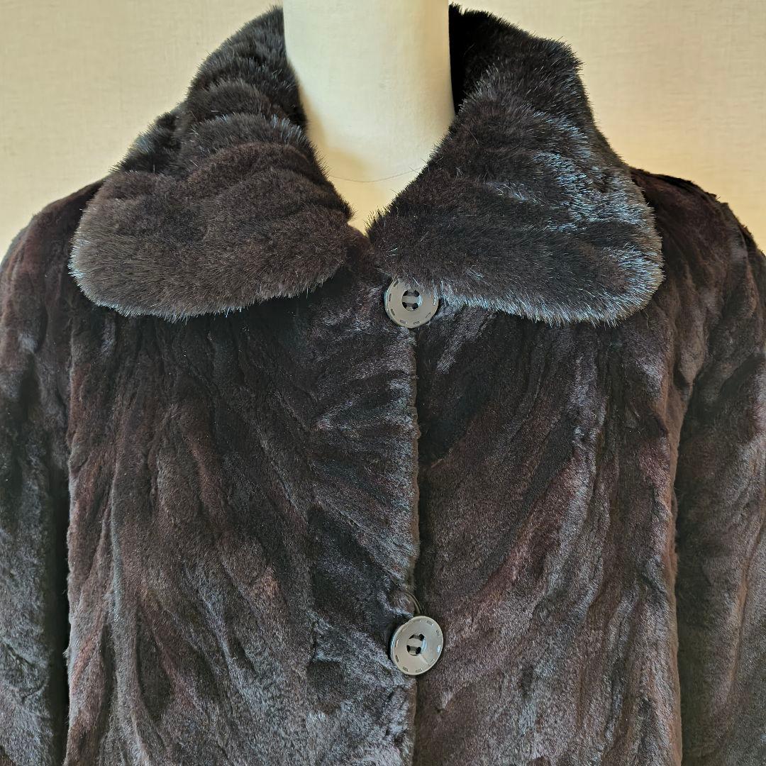 スズキ シェアードミンク リバーシブル コート M〜L ブラック系