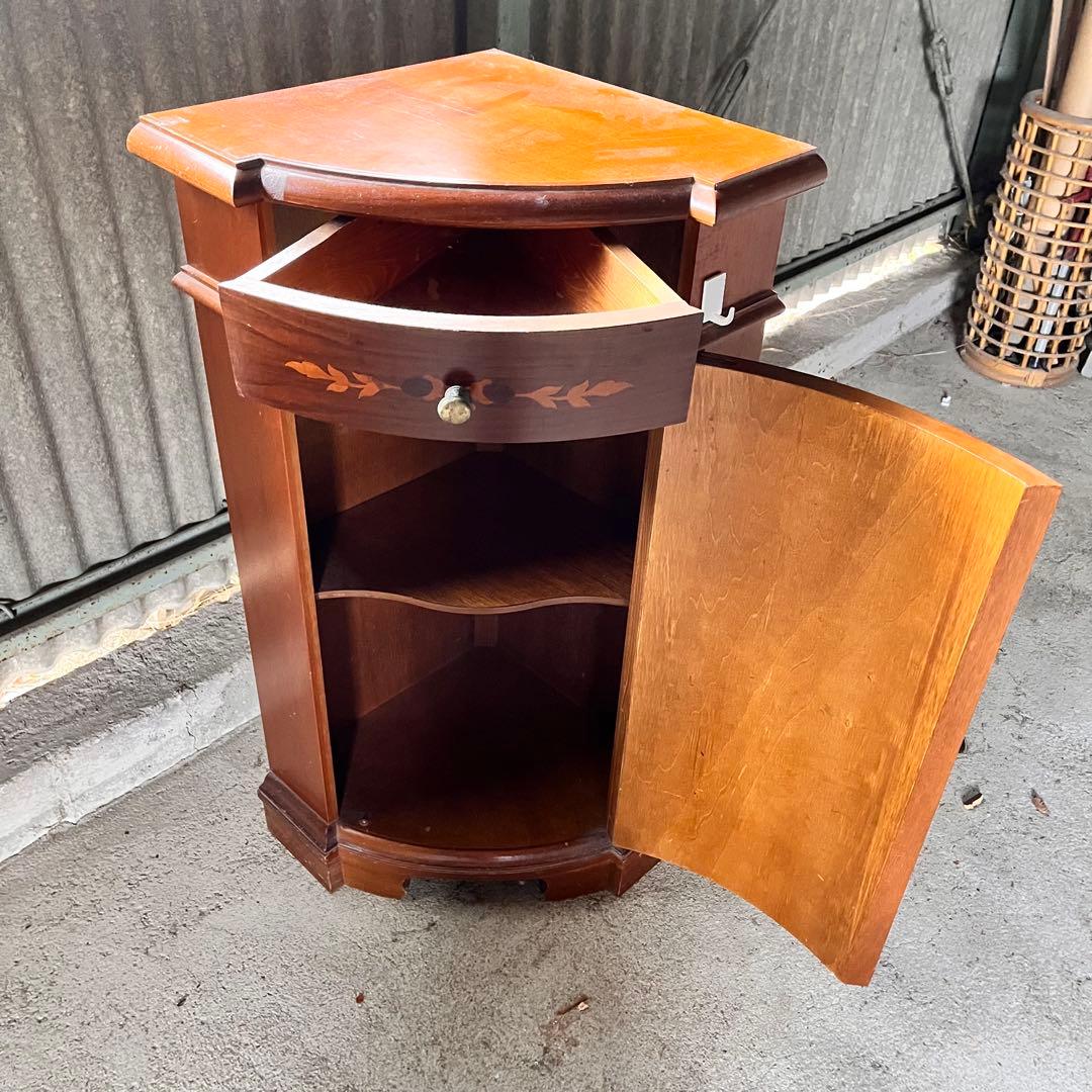 【美品】イタリア製 象嵌細工 コーナー キャビネット