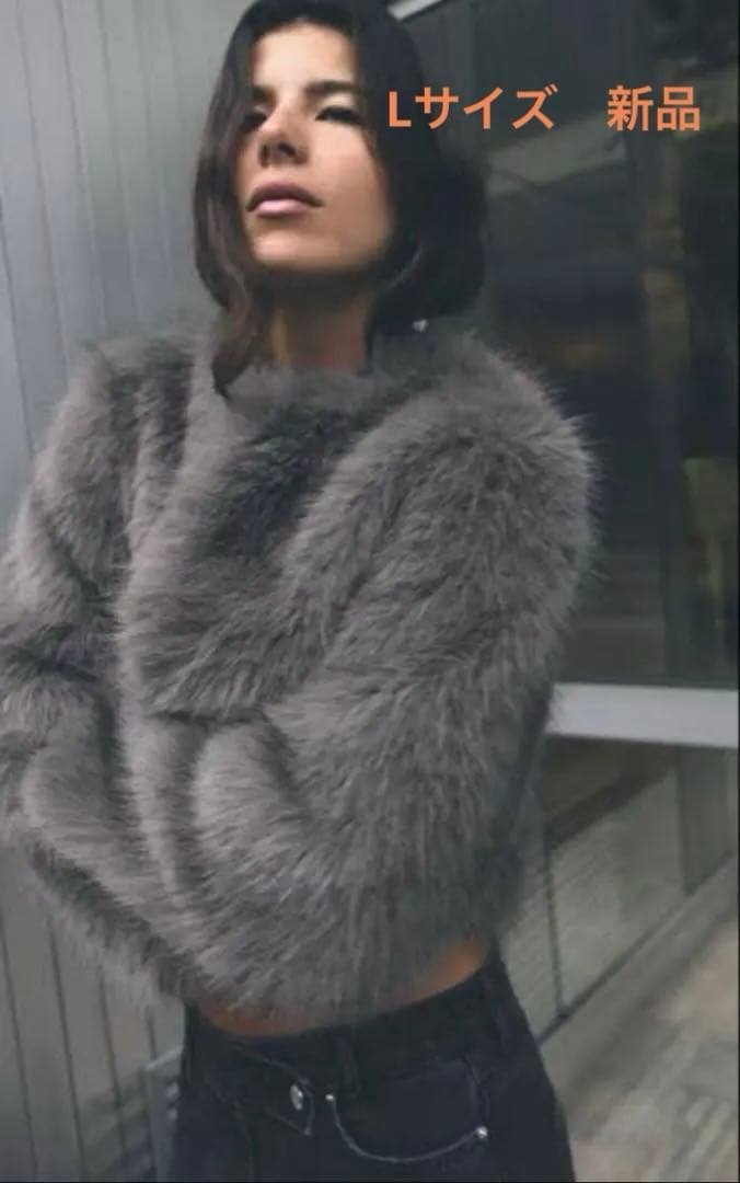 ZARA フェイクファーショートコート　Lサイズ　完売品