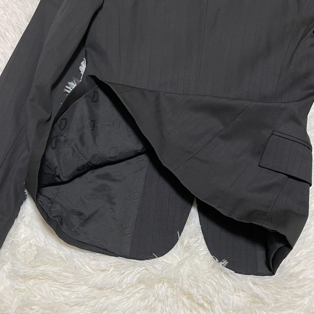 998 GUCCI テーラードジャケット グレー ストライプ 40 裏地総柄