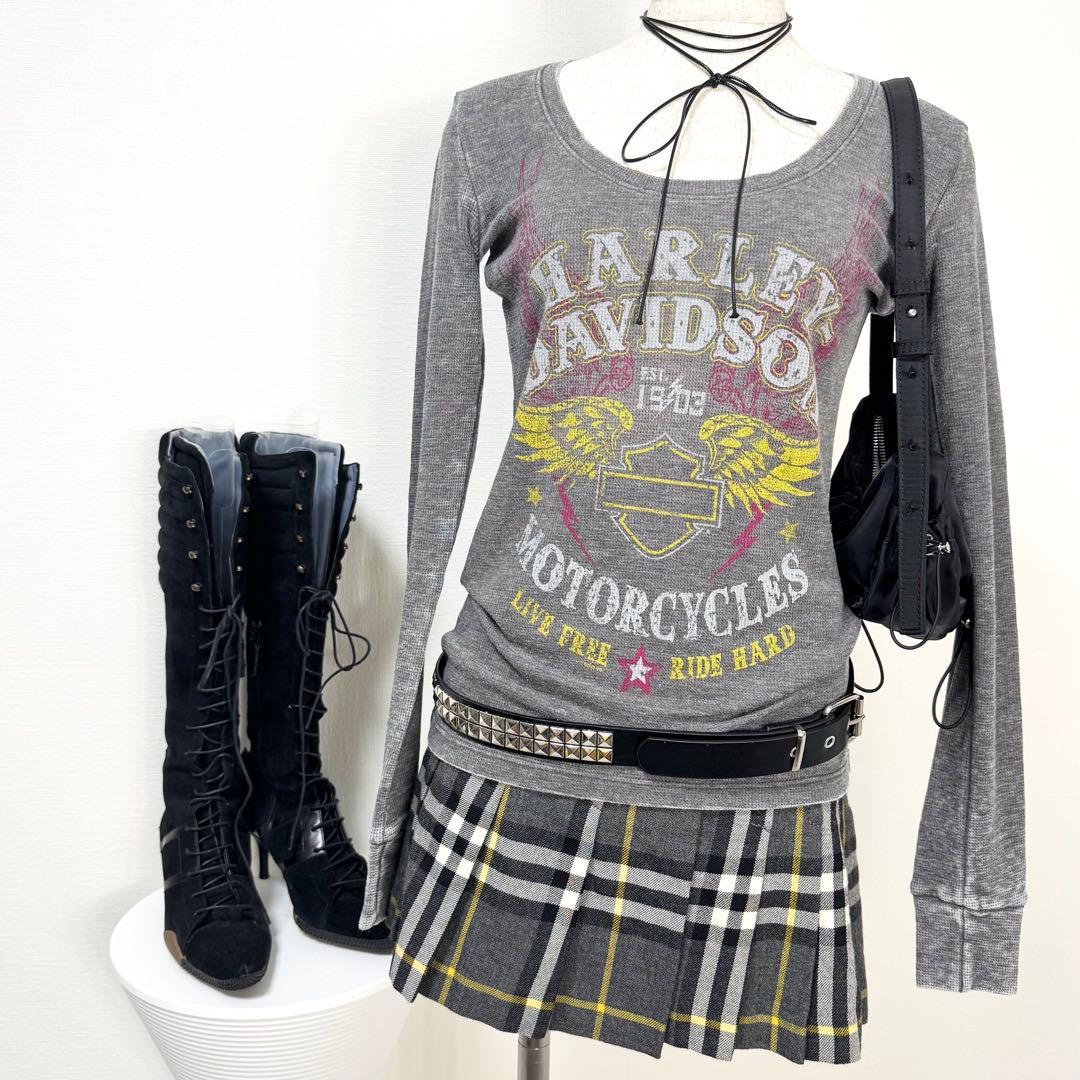 y2k❤️ BURBERRY BLUE LABEL 2連ベルト チェックスカート