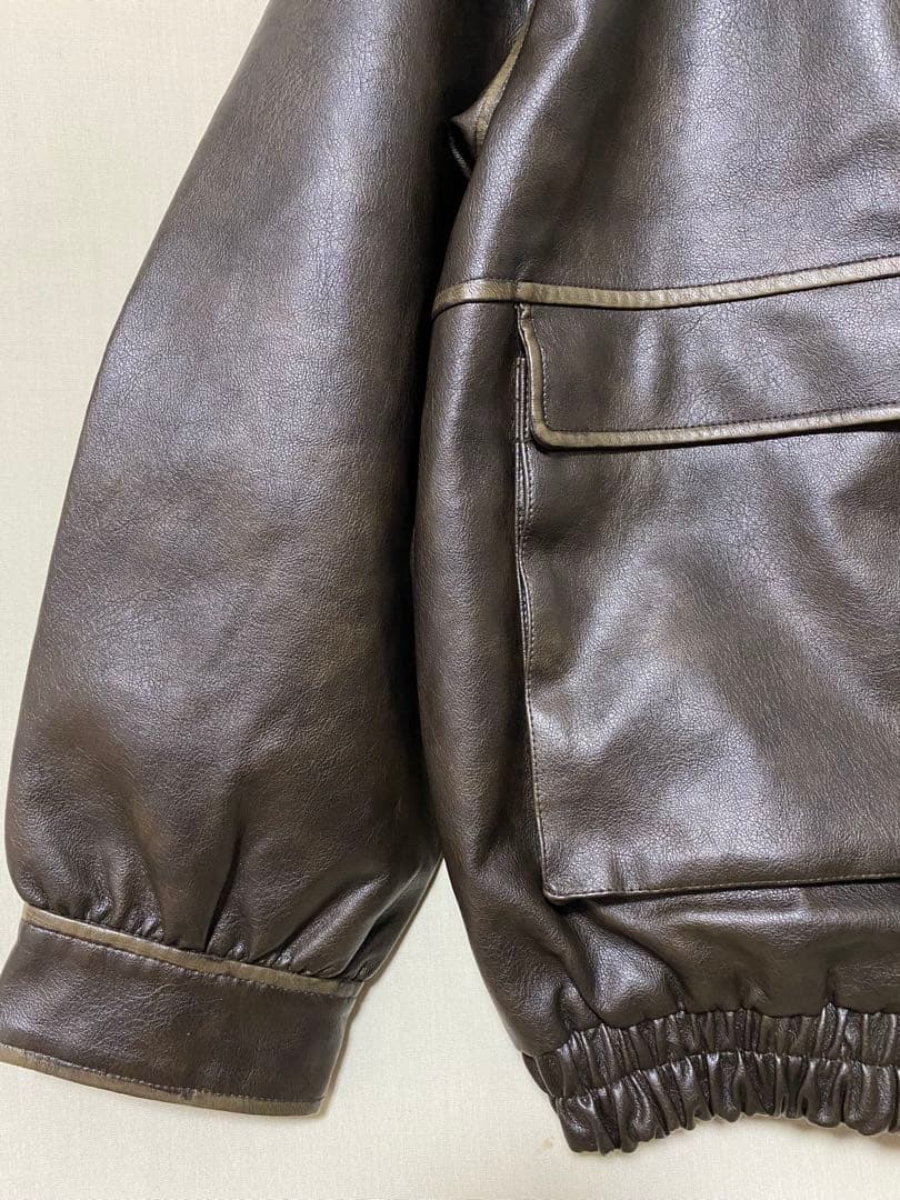 新品　Ray BEAMS フェイクレザー フライト ジャケット　ブラウン　1