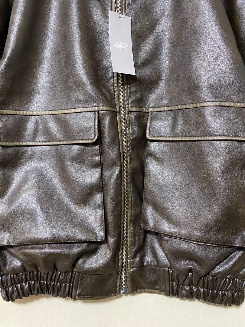 新品　Ray BEAMS フェイクレザー フライト ジャケット　ブラウン　1