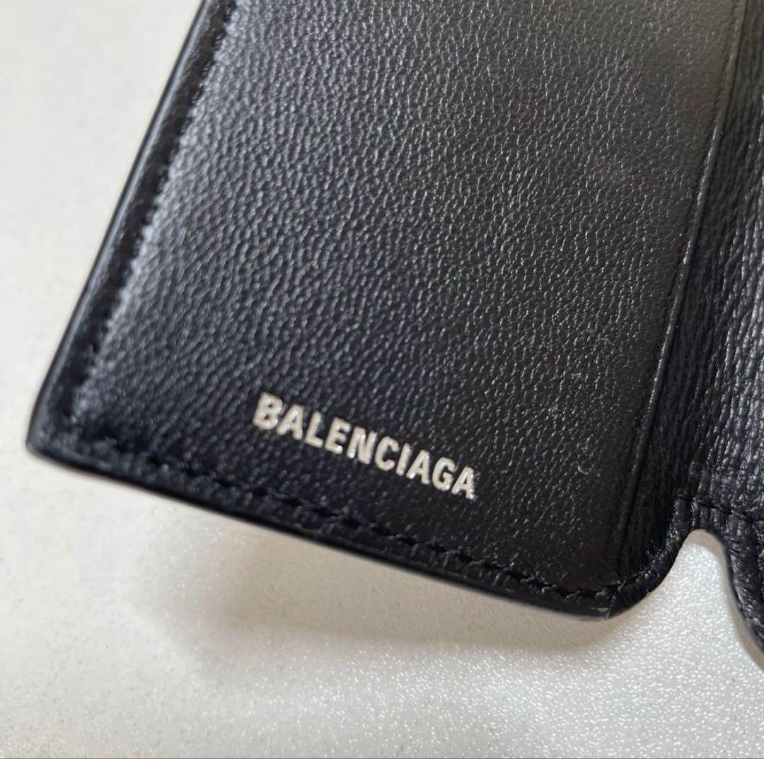 バレンシアガ　ロゴプリント レザーキーケース ブラック