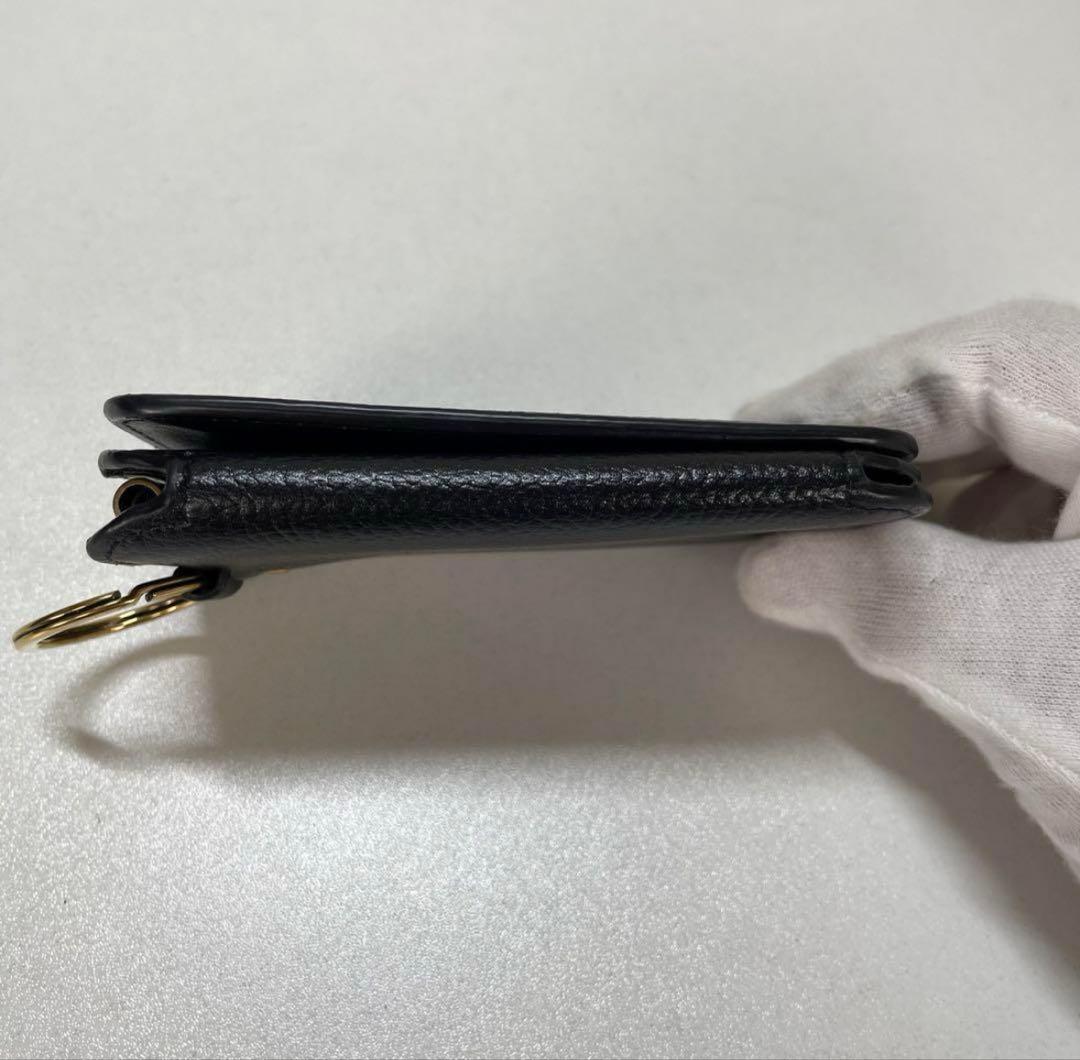 バレンシアガ　ロゴプリント レザーキーケース ブラック