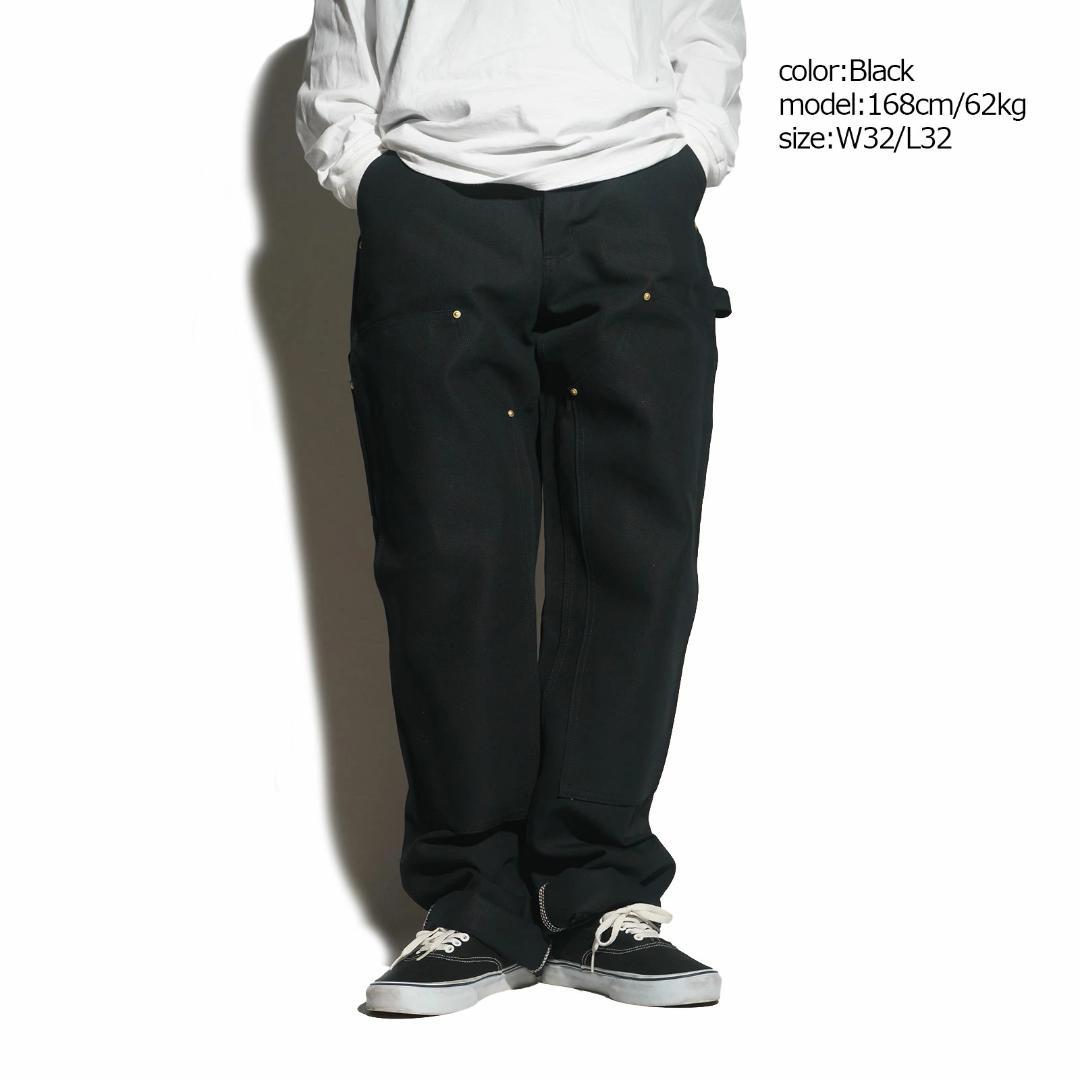 ★本物米国製レアサイズ！W32*L28CARHARTTダブルニーB01ブラック