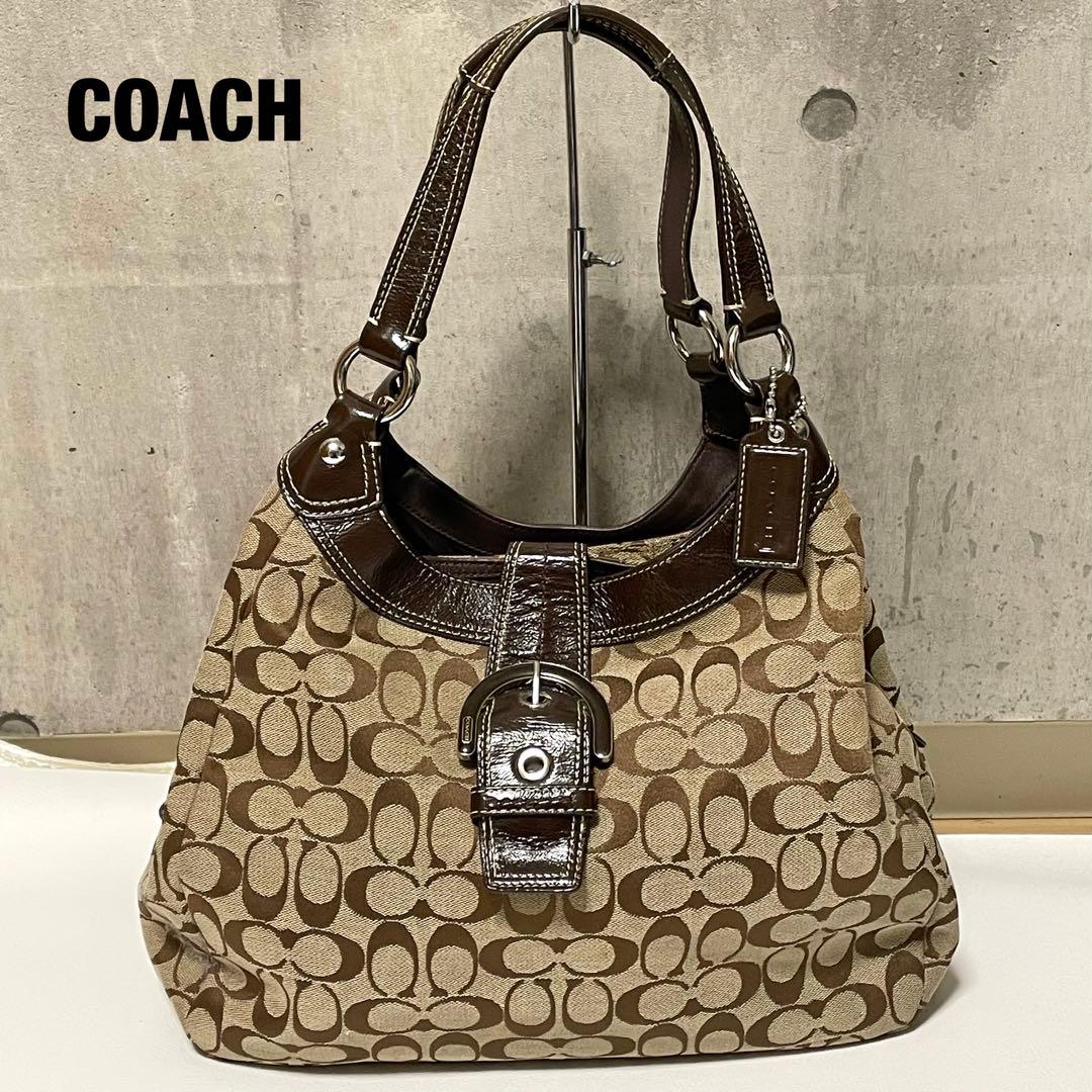 美品 コーチ ショルダーバッグ ソーホー F17403 シグネチャー キャンバス