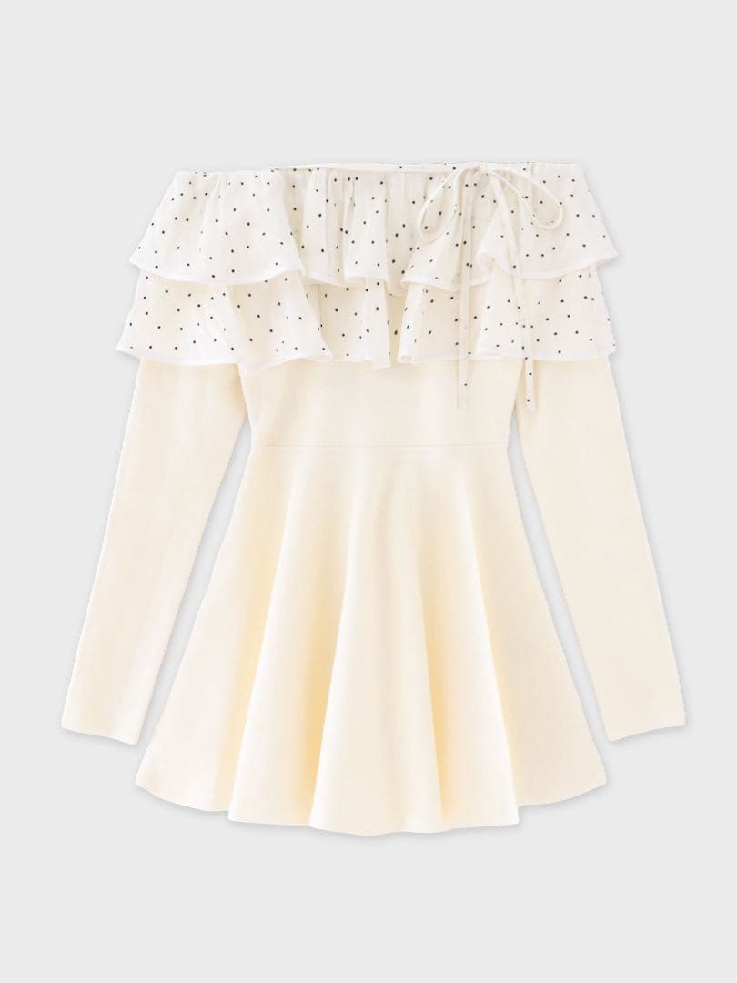 ワンピース m me eme Petite Dot Frill onepiece ivory