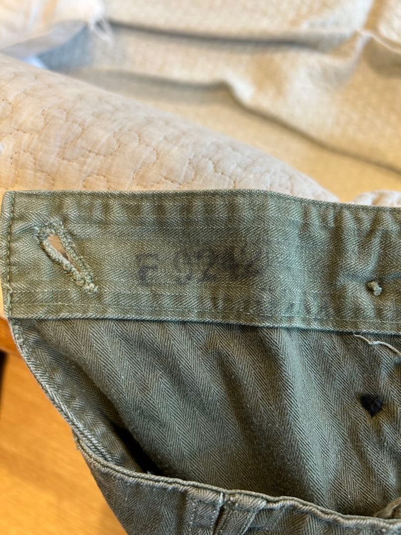 40s 米軍実物 M-43 カーゴパンツ ヘリンボーン HBT U.S.Army