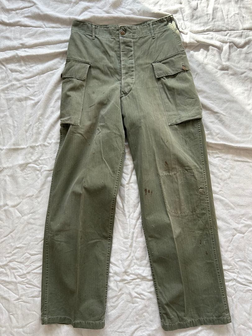 40s 米軍実物 M-43 カーゴパンツ ヘリンボーン HBT U.S.Army