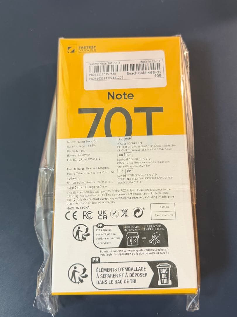 realme Note 70TGOLD 4/256Gb新品未使用