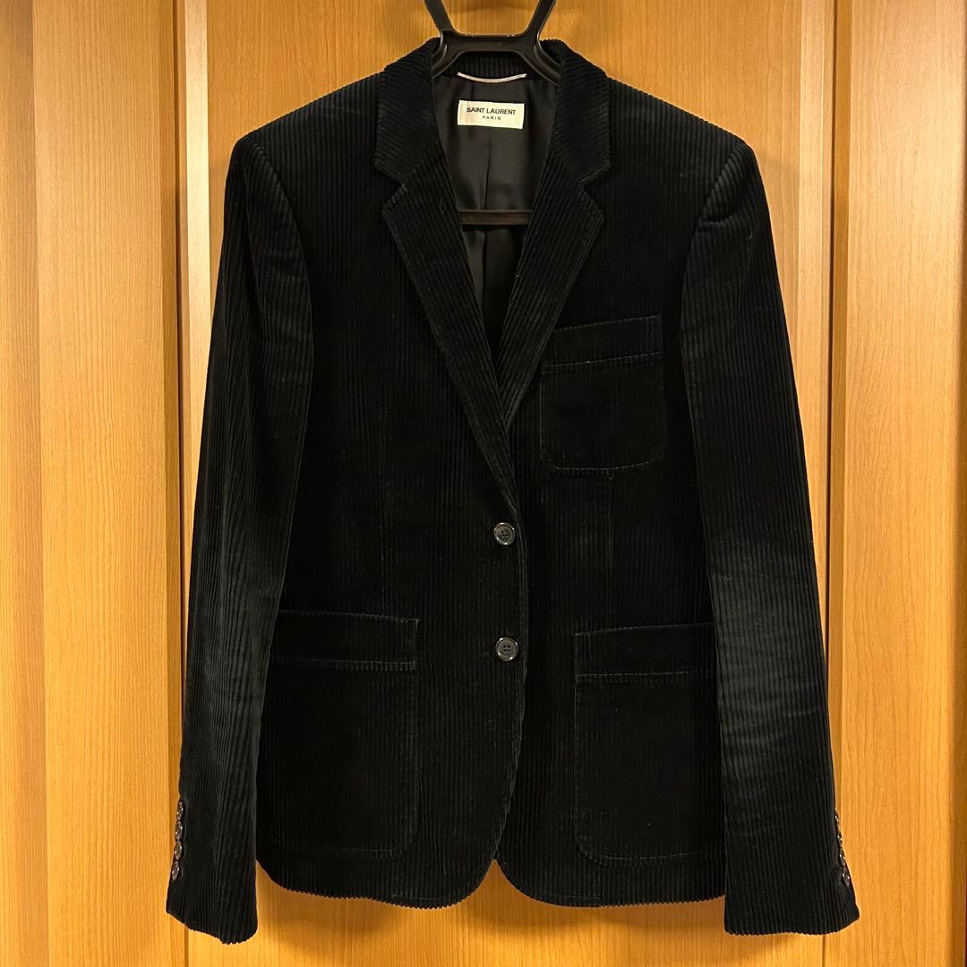 SAINT LAURENT ブラック コーデュロイ テーラードジャケッ