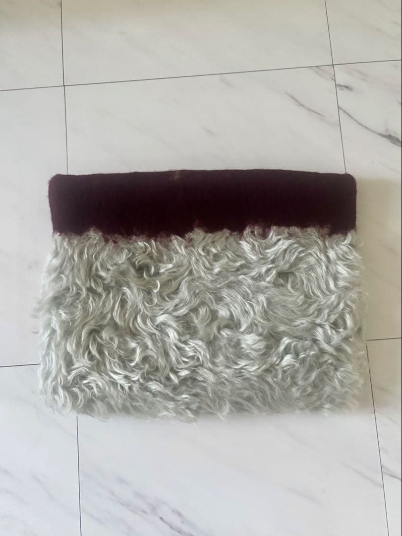 PRADA ファー クラッチバッグ グレー/ボルドー