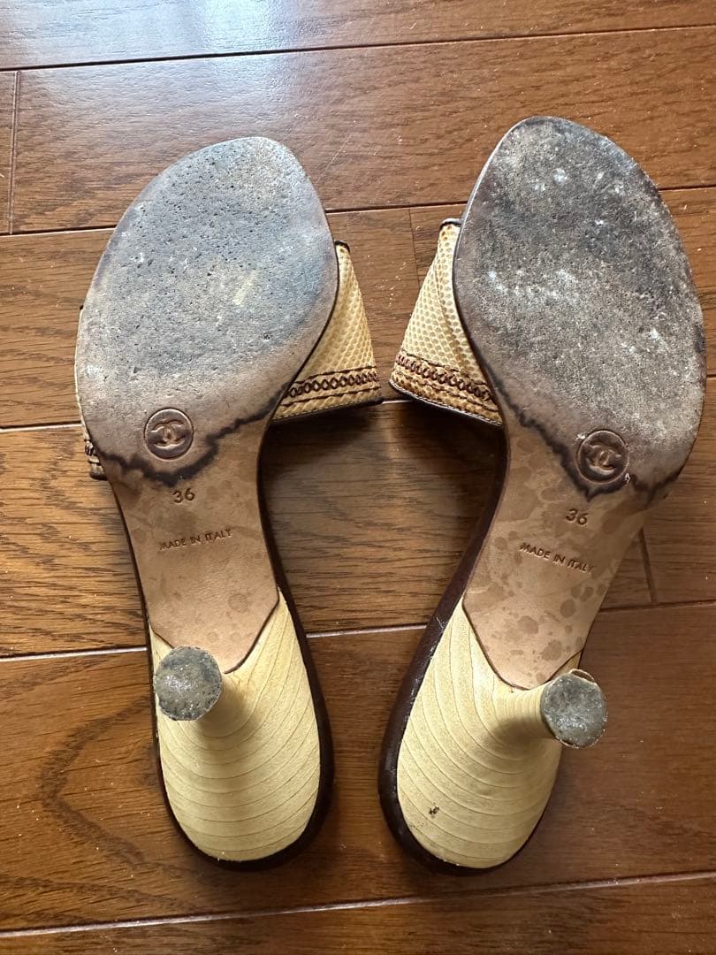 CHANEL ベージュ ブラウン ミュール 36