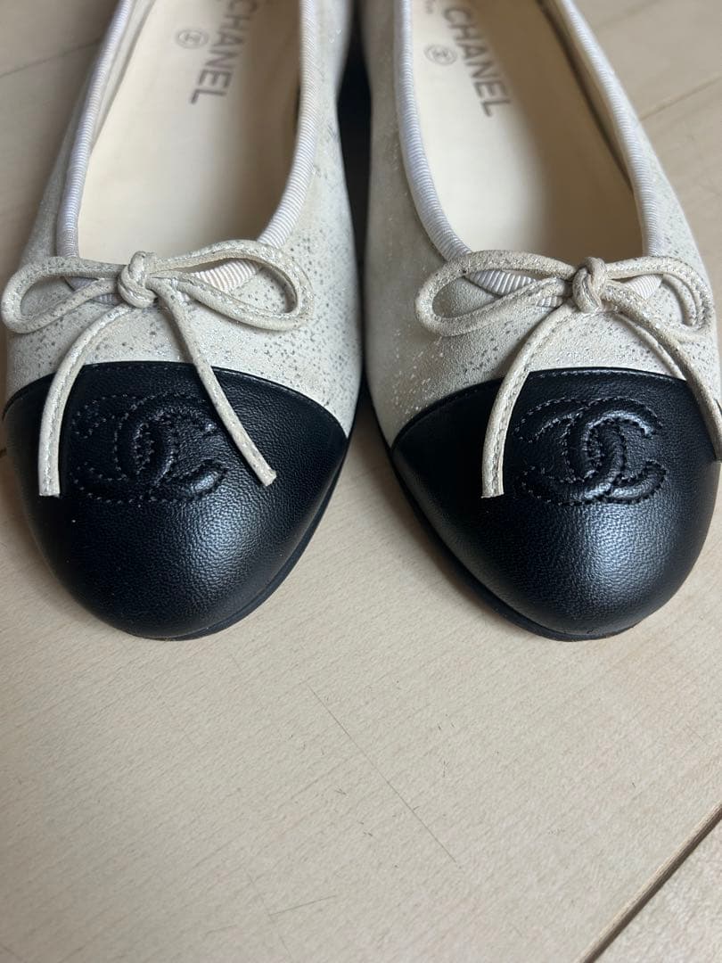CHANEL バレエシューズ ホワイト/ブラック