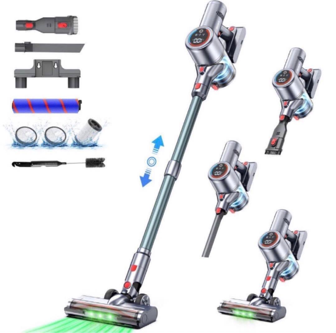 掃除機 コードレス 強力吸引 サイクロン式 3段吸引力 LED液晶ディスプレイ