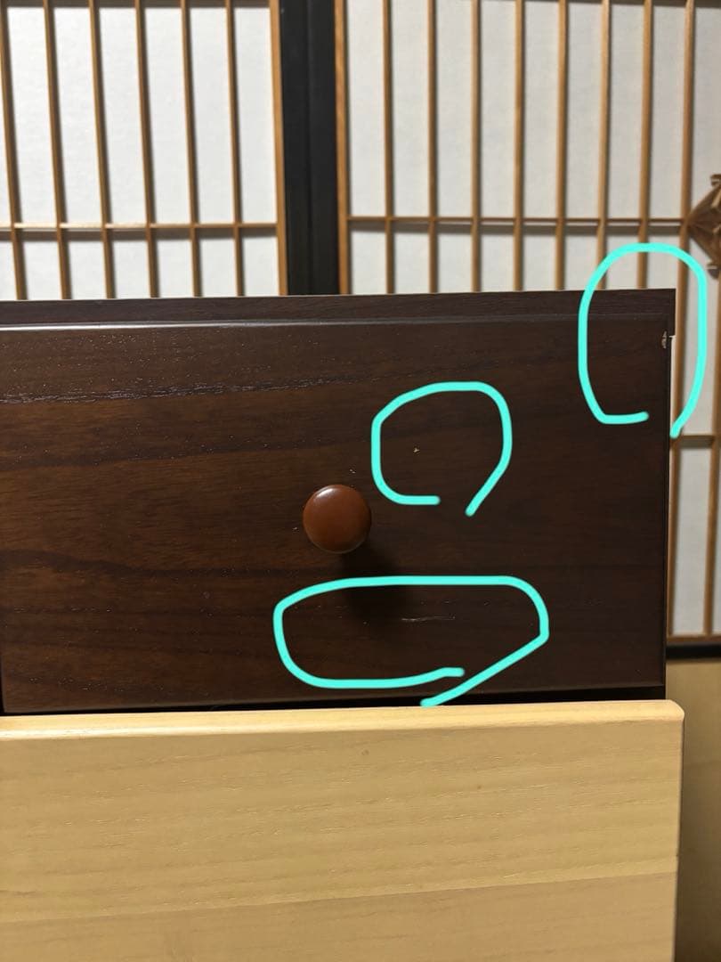 モザイク模様の天然木ローチェスト　ニトリ　クオーレ