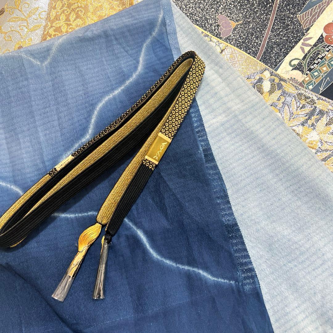 408 訪問着フルセット 正絹 濃紺 黒 金銀彩 たたき染め シック クール