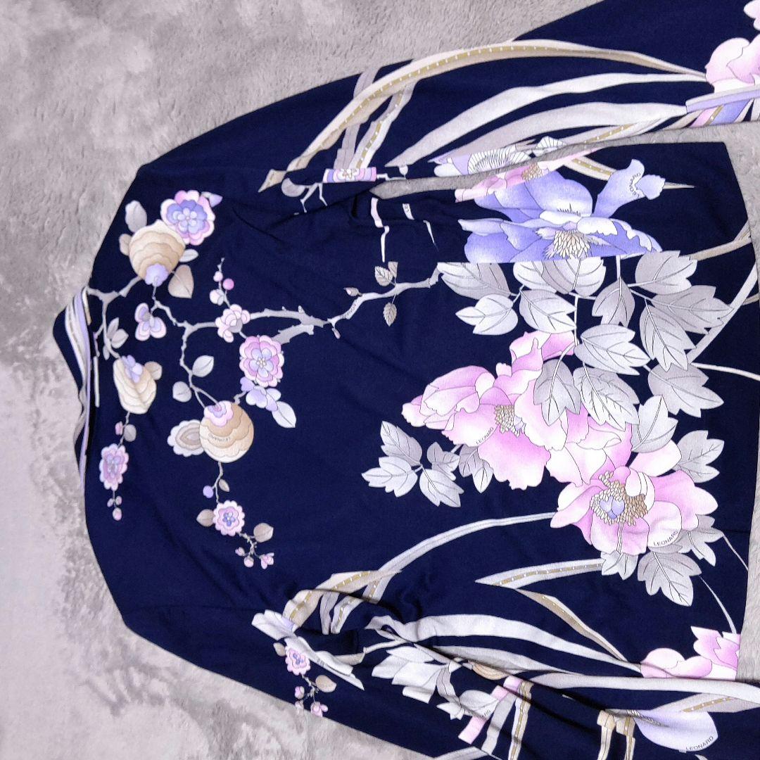 LEONARD ネイビー 花柄 テーラードジャケット カンカン