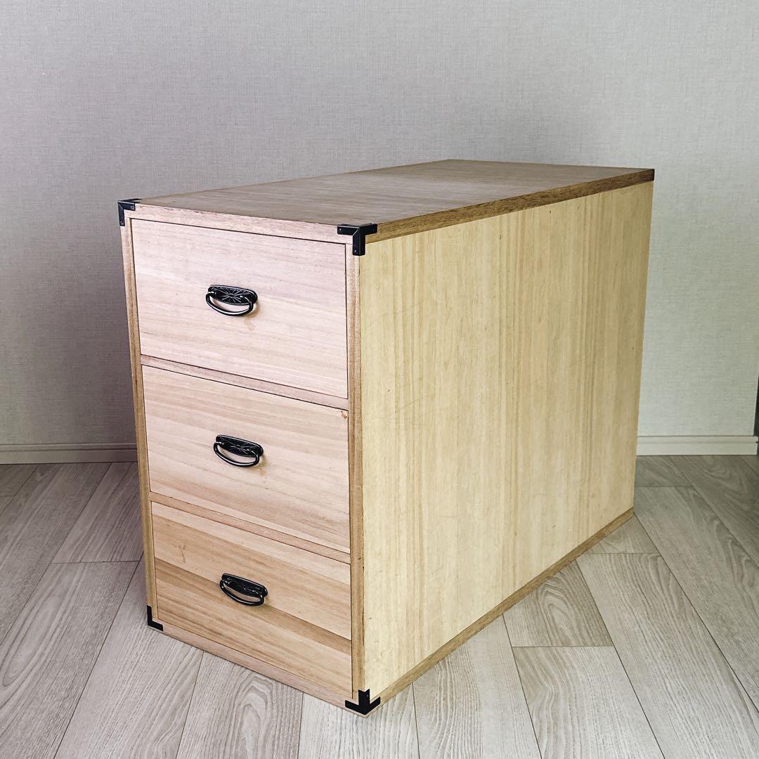 《used》桐箪笥　和服　3段収納　チェスト　押入れ収納　押入れ箪笥