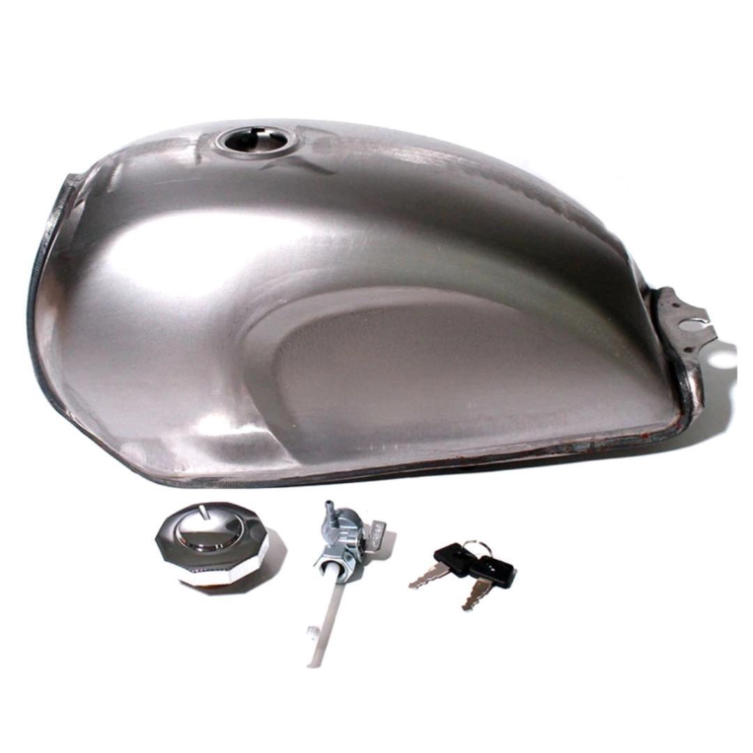 ガソリンタンク 9L スチール製 汎用 未塗装 タンクキャップ コック