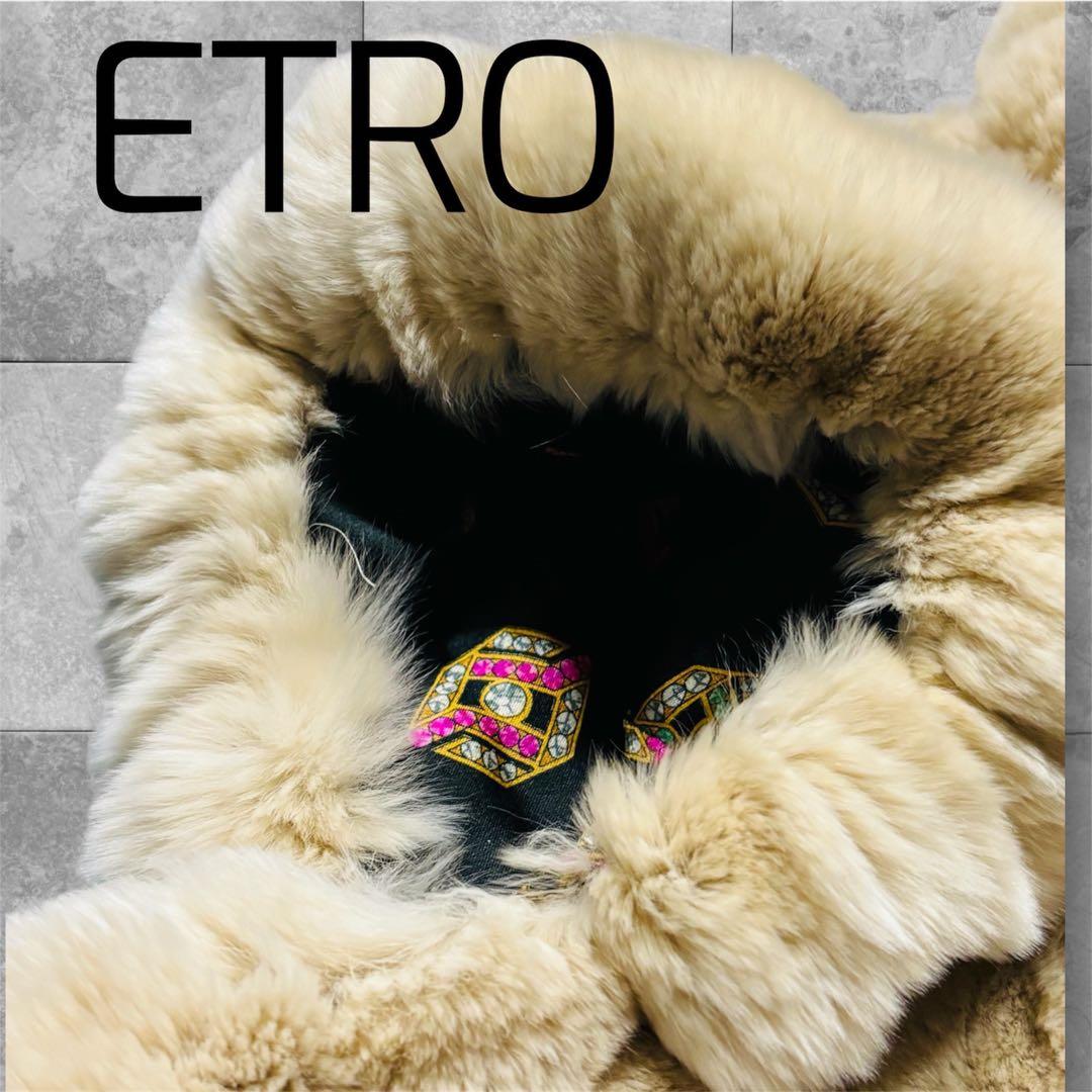 美品 ETRO エトロ ラビット ファー ベスト 裏地 シルク ヴィンテージ