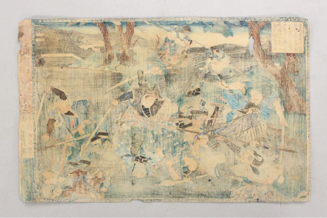 No5384 木版画　4点　「伊賀越道中双六」　「假名手本忠臣蔵 壹」〉送料無料