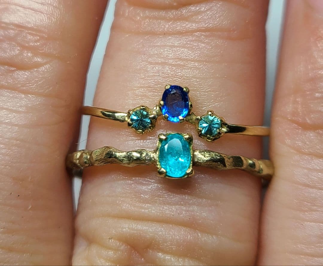 引き込まれる程美しいです★アウイナイト&バターリャパライバトルマリン18金★