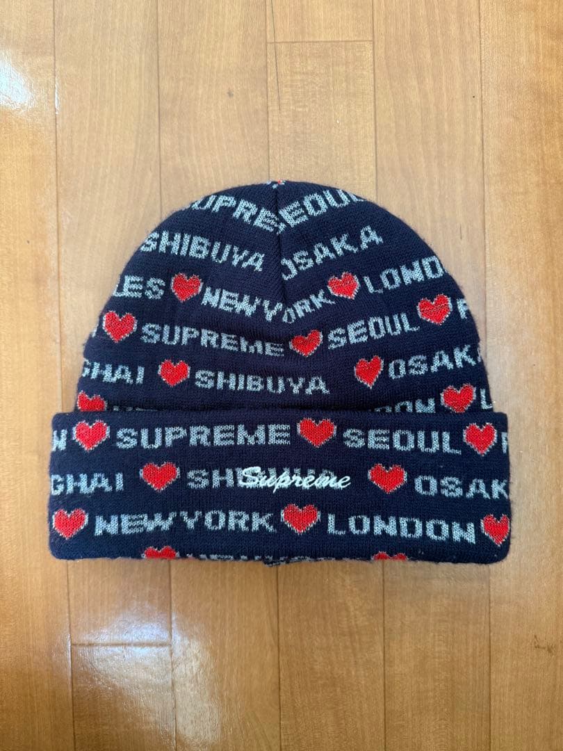 supreme ハートビーニー ネイビー