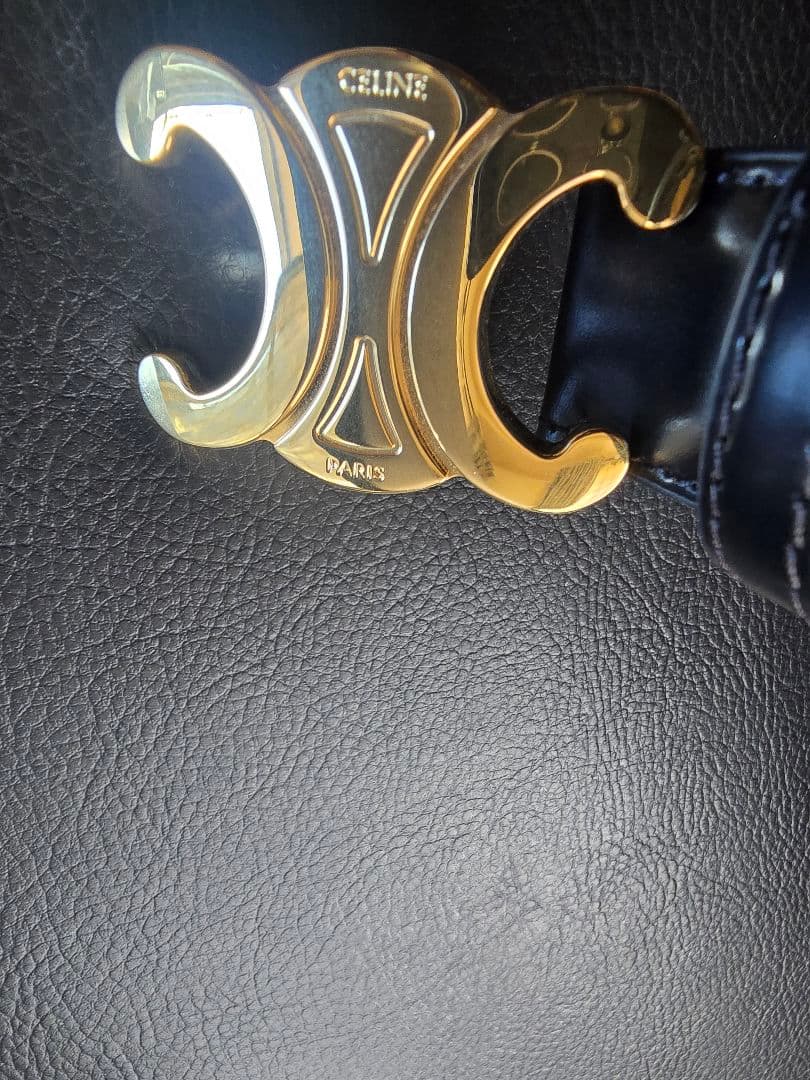 CELINE スモール 18MM トリオンフ ベルト ブラック トリヨンレザー